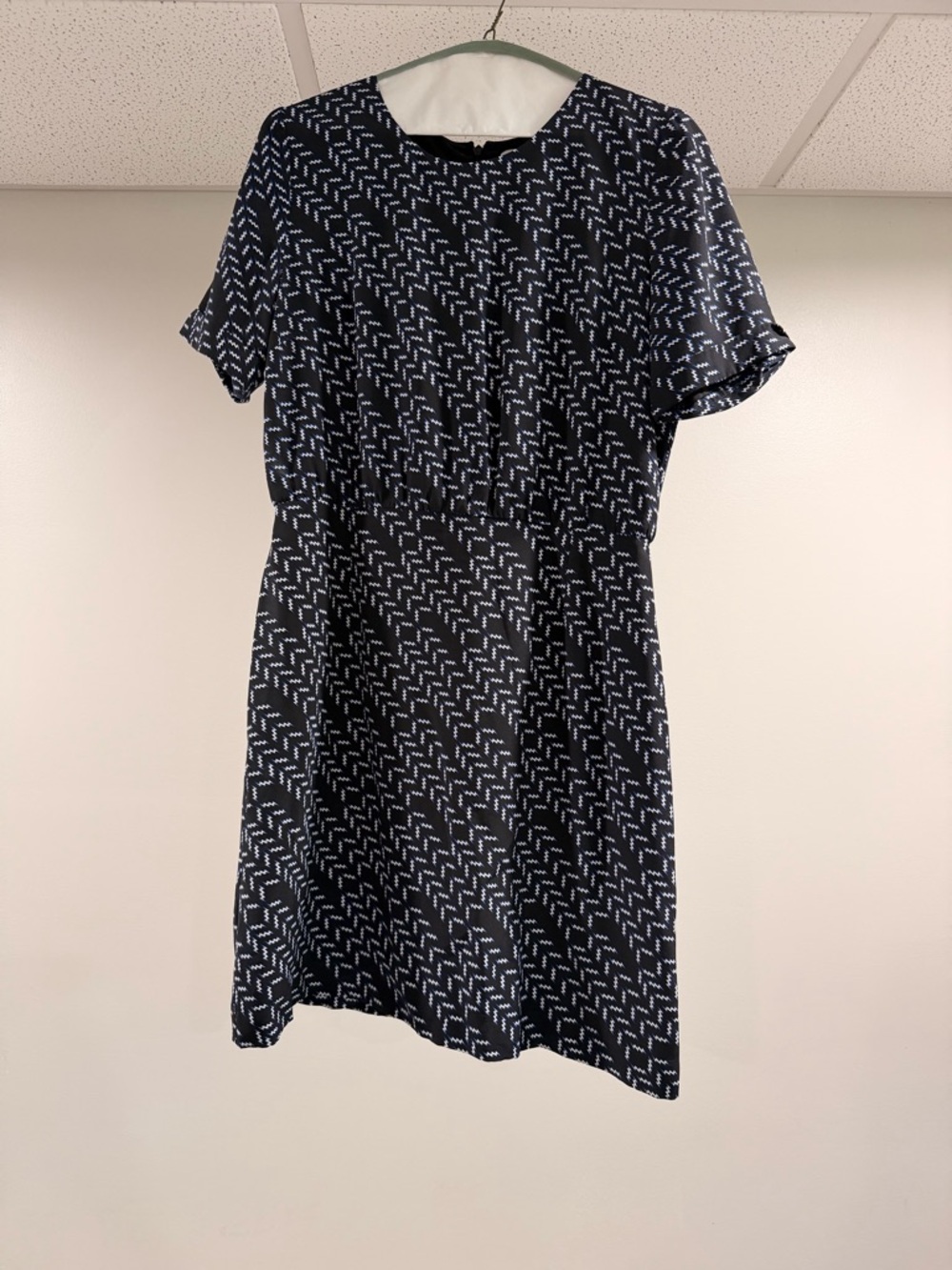 Fossil Navy and White Printed Short-Sleeve Mini Dress